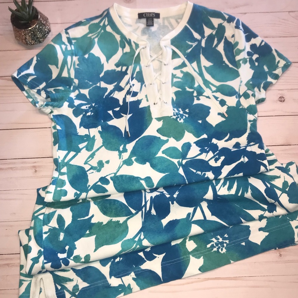 Chaps Nautical Floral Tunic Dress 100% Cotton